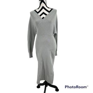 ZHPUAT Long Sleeve Knit Midi Grey  Dress Size S/M NWT